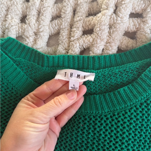 THML Emerald Green Knit Short Sleeve Sweater - Picture 2 of 2